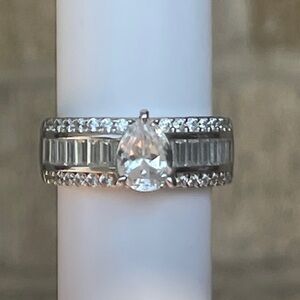 Diamonique Diamond multi band wedding ring  Sz 8 Sterling Silver